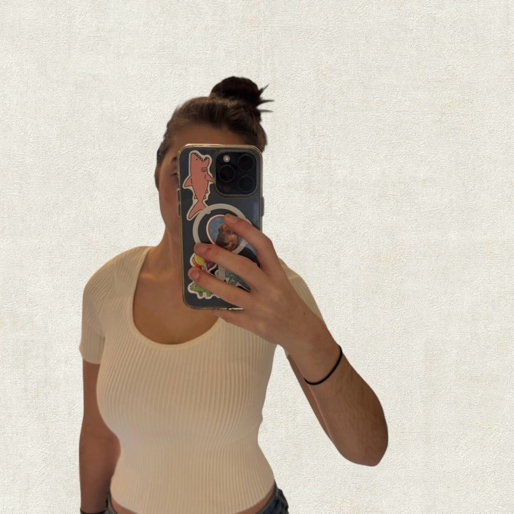 Madewell Cream Ribbed Knit Top